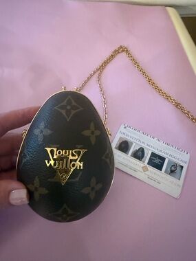 Louis Vuitton Monogram Egg Crossbody Bag with Gold Hardware